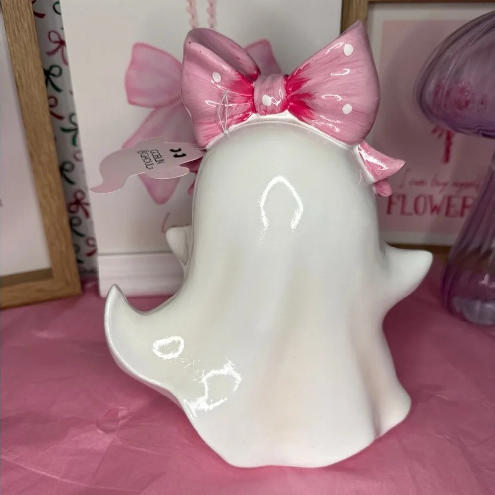 Halloween Pink Bow Coquette Girl Ghost